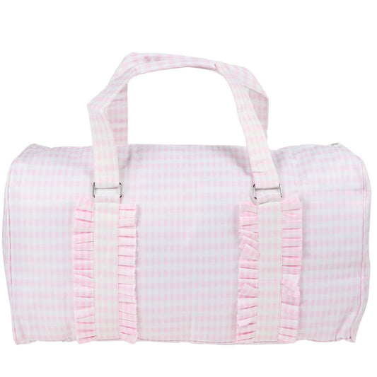 Nylon Duffle Bag: Light Pink Gingham (with ruffle)