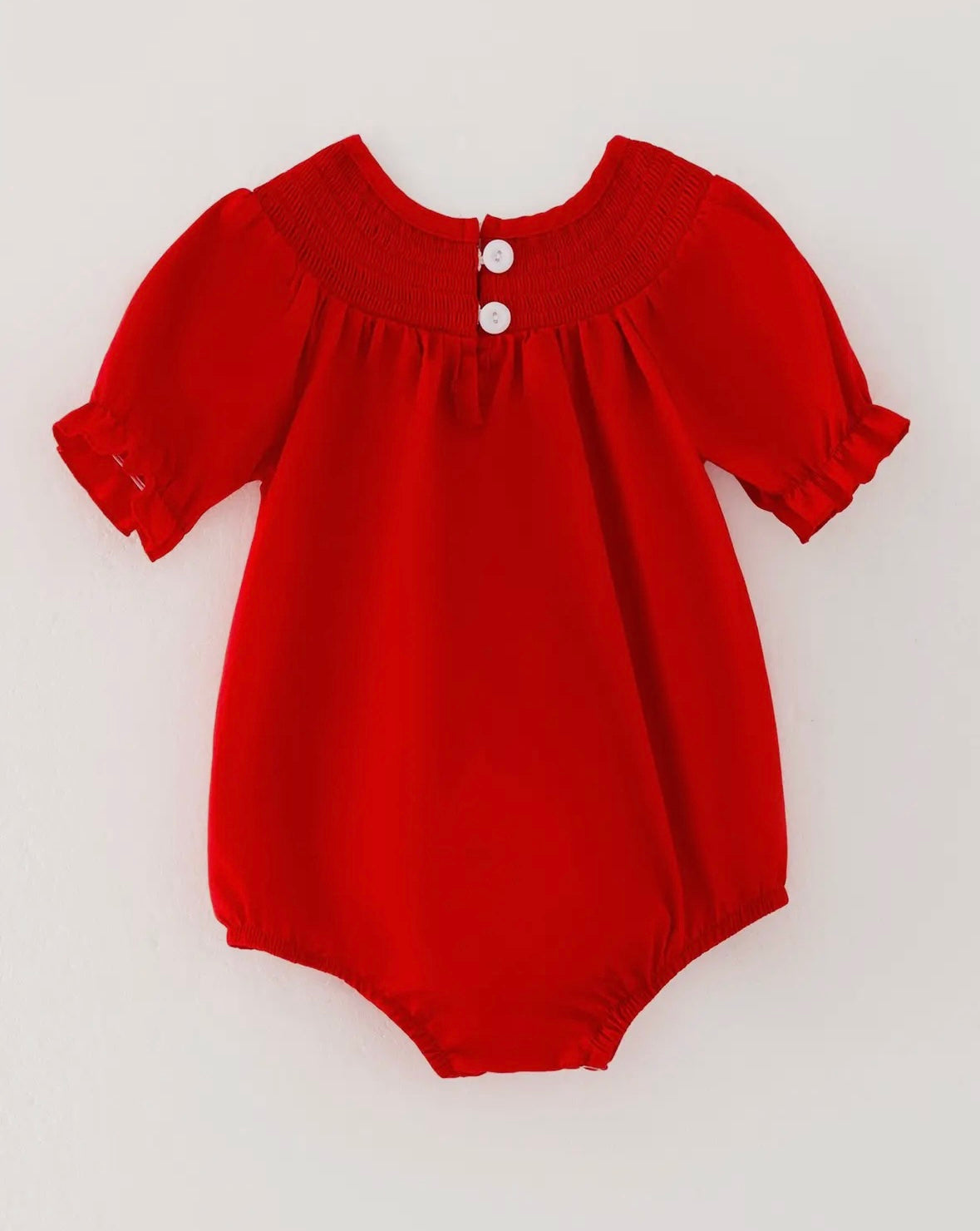 Girls Bow Smocked Red Romper